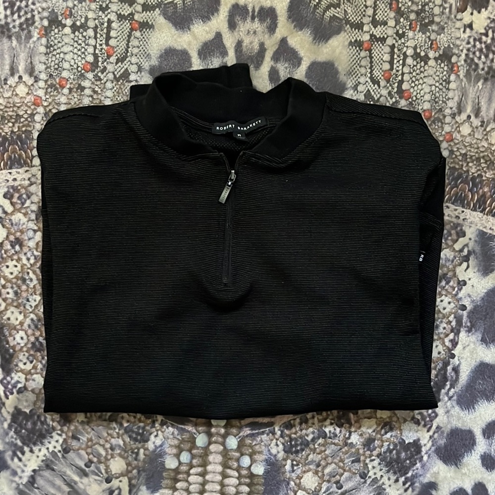 Robert Barakett 1/4 Zip Mens Pullover. Black. Medium.